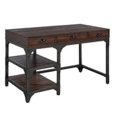 Gorden Espresso Oak Finish & Antique Black Metal Writing Desk Model OF00143 By ACME Furniture